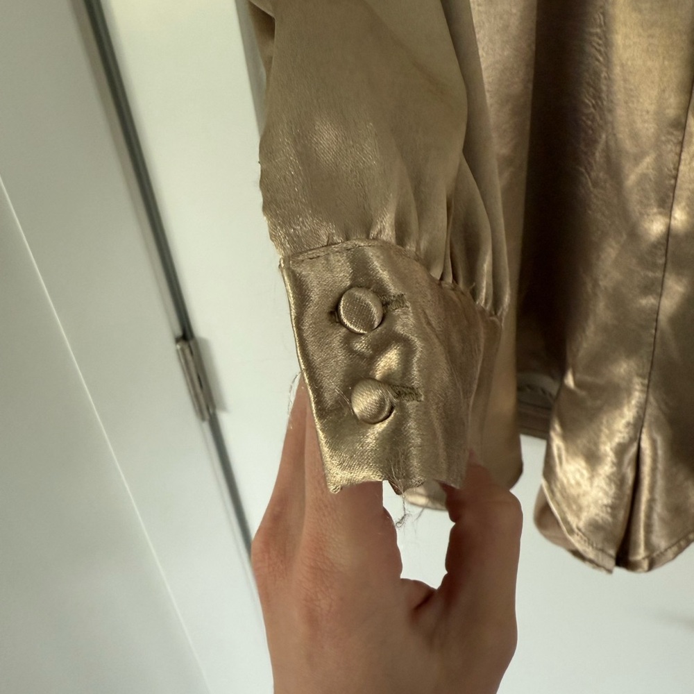 ENDLESS ROSE Shiny Gold Satin Romper - Picture 4 of 9